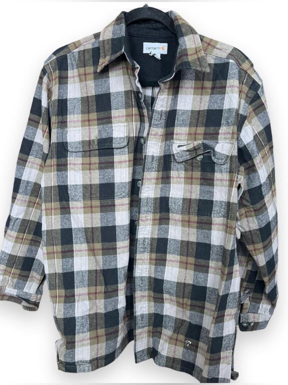 Carhartt Plaid Lightweight Shirt Jacket - Black, Olive, Cream